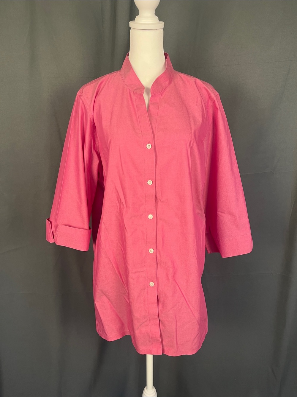 Orvis Bright Pink Button-Up Tunic Shirt
